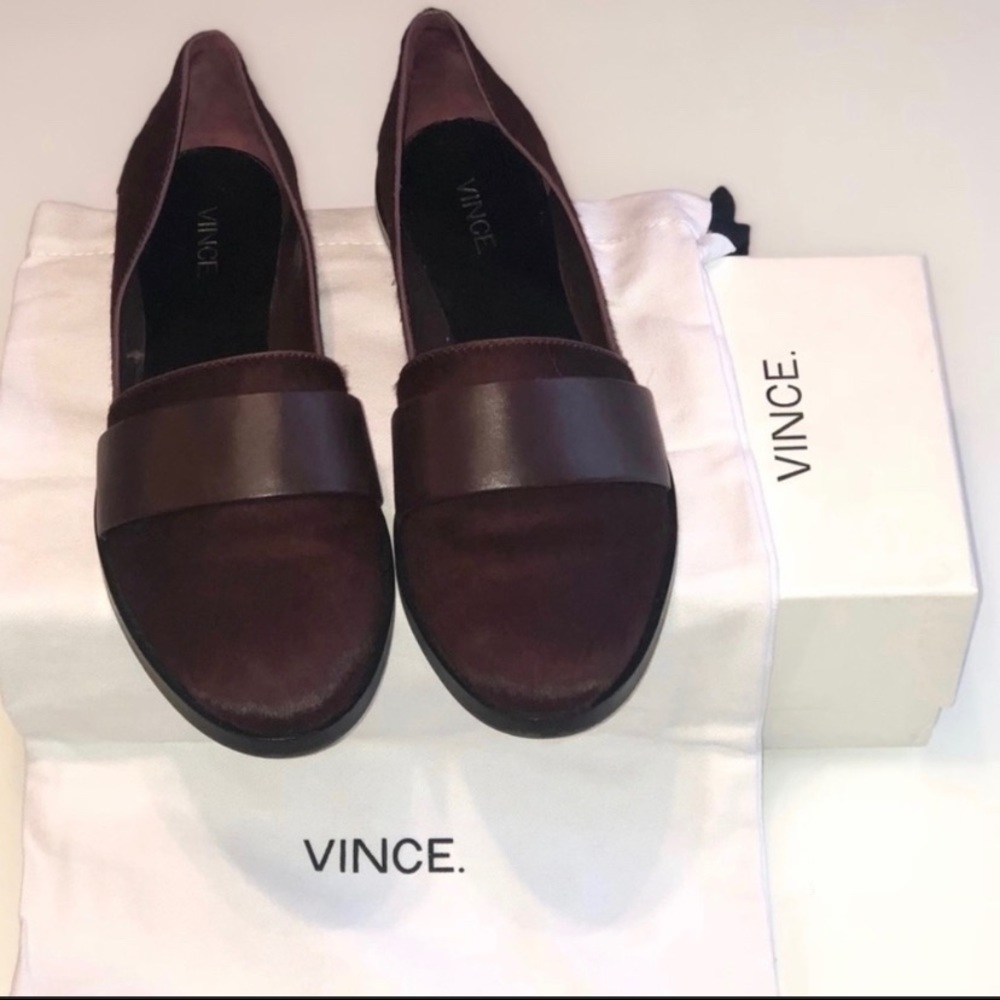 Mason calf hair and leather flats in Fig